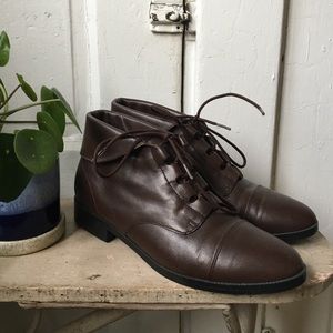 VTG Prima Royals Brown Leather Ankle Boots